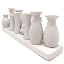 Lade das Bild in den Galerie-Viewer, 10 Mini-Vasen auf Tablett, weiß