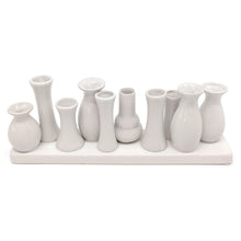 Lade das Bild in den Galerie-Viewer, 10 Mini-Vasen auf Tablett, weiß