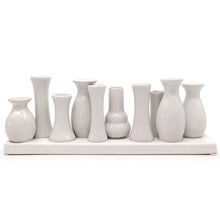 Lade das Bild in den Galerie-Viewer, 10 Mini-Vasen auf Tablett, weiß