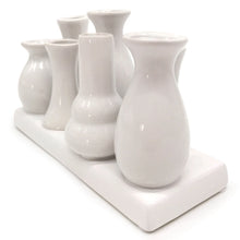 Lade das Bild in den Galerie-Viewer, 7 Mini-Vasen auf Tablett, weiß