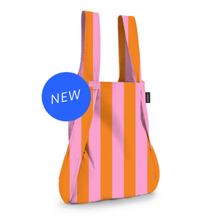 Lade das Bild in den Galerie-Viewer, Notabag 2-in-1 Tasche/Rucksack, orange/rosa gestreift