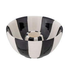 Lade das Bild in den Galerie-Viewer, Bloomingville Kerzenhalter "Eja" in Form einer Schale mit schwarz-weiß-gestreifter Lasur.