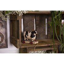 Lade das Bild in den Galerie-Viewer, Clayre & Eef Deko-Kuh auf Rollen, schwarz-weiß
