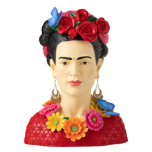 Lade das Bild in den Galerie-Viewer, "Flower Lady" Deko-Büste in Form eines Frauenkopfs im Stil von Frida Kahlo.