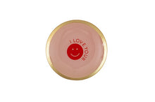 Lade das Bild in den Galerie-Viewer, Gift Company Love Plates Deko-Teller in Rosa mit rotem "I Love Your Smile"-Motiv