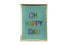 Lade das Bild in den Galerie-Viewer, Gift Company Love Plates Deko-Teller aus Glas mit buntem "Oh Happy Day"-Schriftzug.