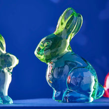 Lade das Bild in den Galerie-Viewer, Kristall-Hase aus Glas blau/gelb, 13 cm