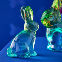 Lade das Bild in den Galerie-Viewer, Kristall-Hase aus Glas blau/gelb, 10 cm