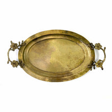 Lade das Bild in den Galerie-Viewer, Imbarro Tablett "Lady Anna" in gold mit Griffen in Form von Zweigen mit Blüten.
