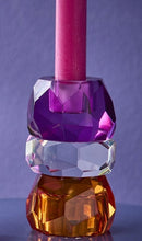 Lade das Bild in den Galerie-Viewer, Kerzenhalter Kristall, lila/transparent/orange