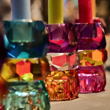 Lade das Bild in den Galerie-Viewer, Kerzenhalter Kristall, lila/transparent/orange