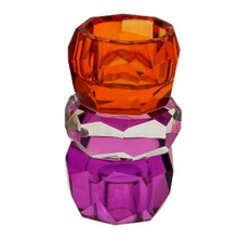 Lade das Bild in den Galerie-Viewer, Kerzenhalter Kristall, lila/transparent/orange