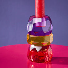 Lade das Bild in den Galerie-Viewer, Kerzenhalter Kristall, lila/gelb/rot