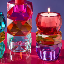 Lade das Bild in den Galerie-Viewer, Kerzenhalter Kristall, lila/gelb/rot