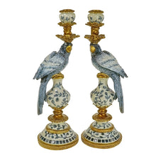 Lade das Bild in den Galerie-Viewer, 2er-Set Kerzenhalter "Papagei" blau, 39 cm