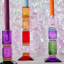 Lade das Bild in den Galerie-Viewer, Kerzenleuchter "Fancy Crystal" lila/grün, 15 cm