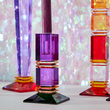 Lade das Bild in den Galerie-Viewer, Kerzenleuchter "Fancy Crystal" lila/grün, 15 cm
