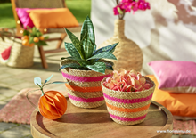 Lade das Bild in den Galerie-Viewer, Pflanzkorb aus Seegras orange/pink, 13.5 cm