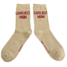 Lade das Bild in den Galerie-Viewer, Ms. Sparrow Glitzer-Socken "Loveliest Mum"
