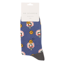 Lade das Bild in den Galerie-Viewer, Mr. Sparrow Socken "Basketball", blau/grau