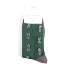 Lade das Bild in den Galerie-Viewer, Mr. Sparrow Socken "Espressokocher", grün/grau
