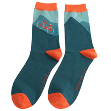 Lade das Bild in den Galerie-Viewer, Mr. Sparrow Socken "Mountainbike", petrol/orange