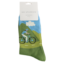 Lade das Bild in den Galerie-Viewer, Mr. Sparrow Socken "Mountainbike", grün/hellblau