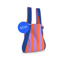 Lade das Bild in den Galerie-Viewer, Notabag 2-in-1 Tasche/Rucksack, blau/rot/lila gestreift