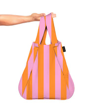 Lade das Bild in den Galerie-Viewer, Notabag 2-in-1 Tasche/Rucksack, orange/rosa gestreift