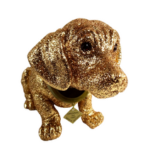 Lade das Bild in den Galerie-Viewer, Original Wackeldackel groß, gold-glitzernd