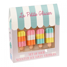 Lade das Bild in den Galerie-Viewer, 4er-Set Radiergummis mit Duft "Eis am Stiel"