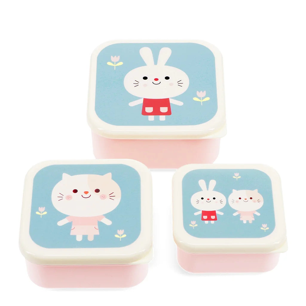 Dotcomgiftshop Brotdosen Set 3-teilig - BPA-frei Bunte Tiermotive