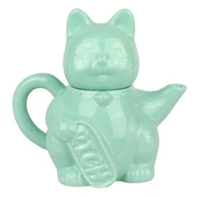 Lade das Bild in den Galerie-Viewer, Teekanne "Lucky Cat", türkis