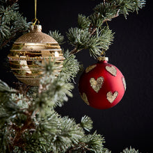 Lade das Bild in den Galerie-Viewer, Weihnachtskugel mit Herzen, 8 cm