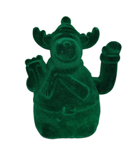 Lade das Bild in den Galerie-Viewer, Winke-Elch im Stil einer Winkekatze. Der Elch ist dunkelgrün beflockt.