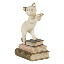 Lade das Bild in den Galerie-Viewer, Linke Buchstütze von Clayre und Eef in Form einer Katze auf einem Bücherstapel.