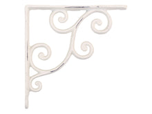 Lade das Bild in den Galerie-Viewer, Winkel zur Befestigung eines Regalbodens aus Gusseisen, naturweiß lackiert in Shabby-Optik.