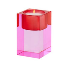 Lade das Bild in den Galerie-Viewer, Teelichthalter Kristallglas S, rosa/rot
