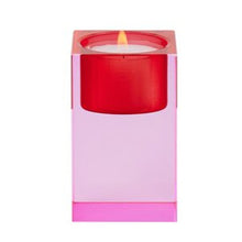 Lade das Bild in den Galerie-Viewer, Teelichthalter Kristallglas S, rosa/rot