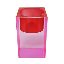 Lade das Bild in den Galerie-Viewer, Teelichthalter Kristallglas S, rosa/rot