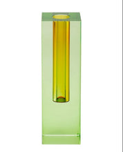 Lade das Bild in den Galerie-Viewer, Vase/Kerzenhalter Kristallglas 19,5 cm, grün/gelb