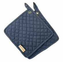 Lade das Bild in den Galerie-Viewer, Rückseite der Topflappen "Lady Rose" von Imbarro in schlichtem Dunkelblau.