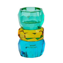 Lade das Bild in den Galerie-Viewer, Kerzenhalter Kristall, blau/gelb/grün