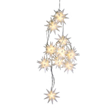 Lade das Bild in den Galerie-Viewer, Lichterkette für die Innen- und Außendekoration mit 10 weißen LED-Sternen aus Kunststoff.