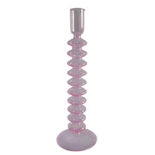 Lade das Bild in den Galerie-Viewer, Großer Kerzenleuchter aus rosa-transparentem Glas im Bubble-Design
