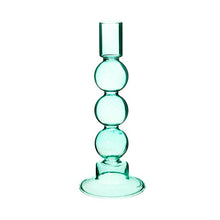 Lade das Bild in den Galerie-Viewer, Kerzenhalter im Kugel-Design aus türkisem Glas. Der Kerzenleuchter hat 3 Bubbles und ist für Stabkerzen geeignet.
