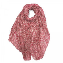 Lade das Bild in den Galerie-Viewer, Rotes Tuch mit kleinem Streublumen-Muster und goldenen Akzenten.