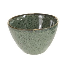 Lade das Bild in den Galerie-Viewer, Schale der Geschirr-Serie "Azur" von Werner Voss. Die Keramik-Schale hat eine grüne Effektlasur und einen goldene Rand.