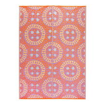 Lade das Bild in den Galerie-Viewer, Outdoor-Teppich von Talking Tables aus gewebtem Kunststoff. Orange mit Mandala-inspiriertem Muster. Modell "Boho"
