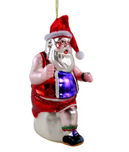 Lade das Bild in den Galerie-Viewer, Christbaumschmuck aus Glas in Form eines Weihnachtsmann als Marathonläufer.